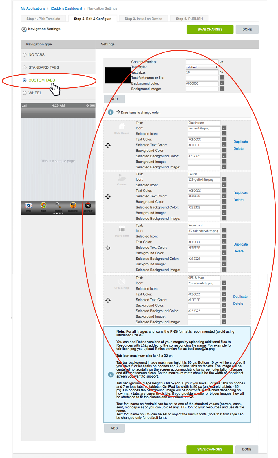 Navigation Settings Image